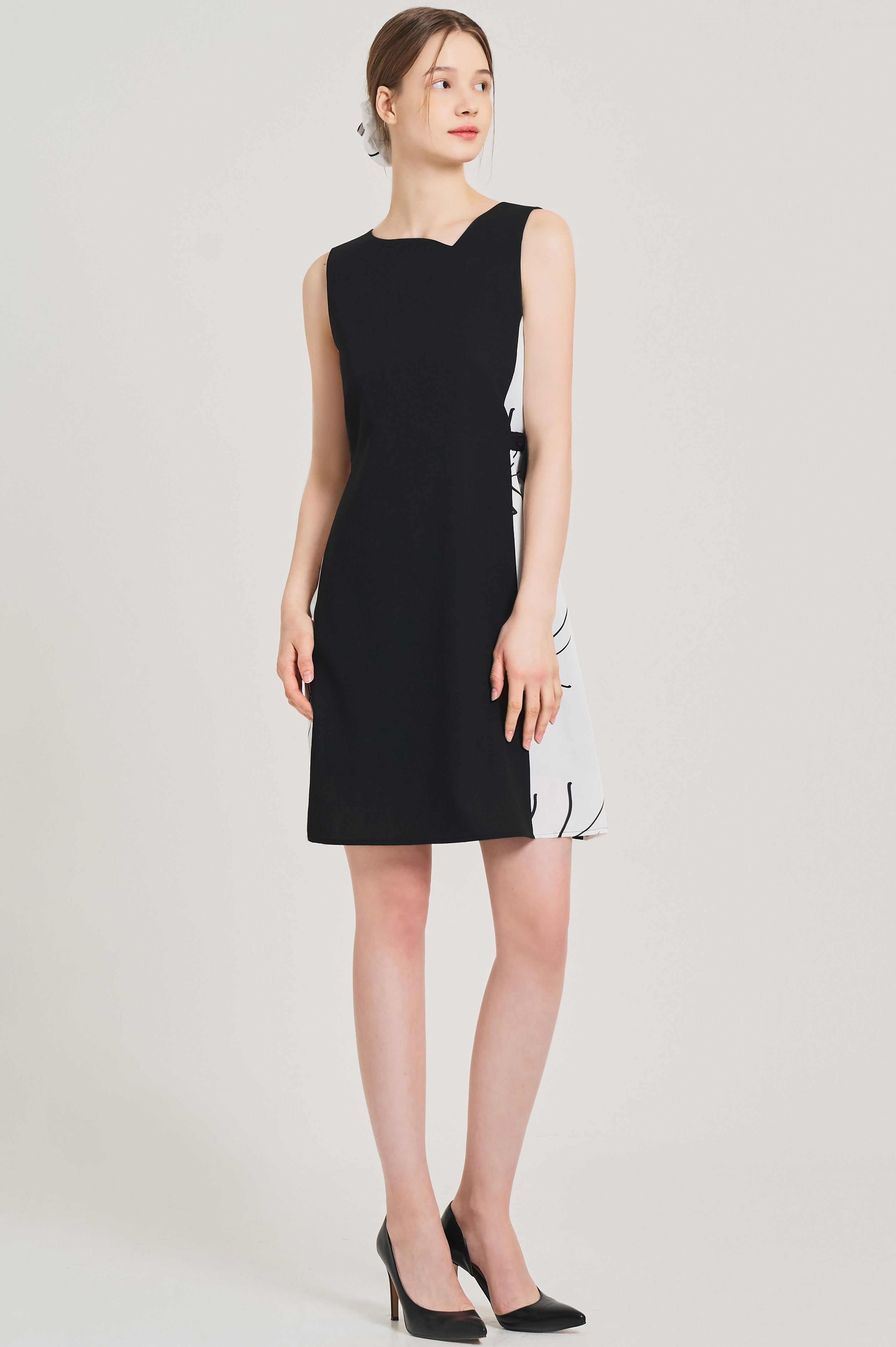 SATIN TENT SLEEVELESS DRESS-black, 혜영킴, HYEYEONG KIM designer brand