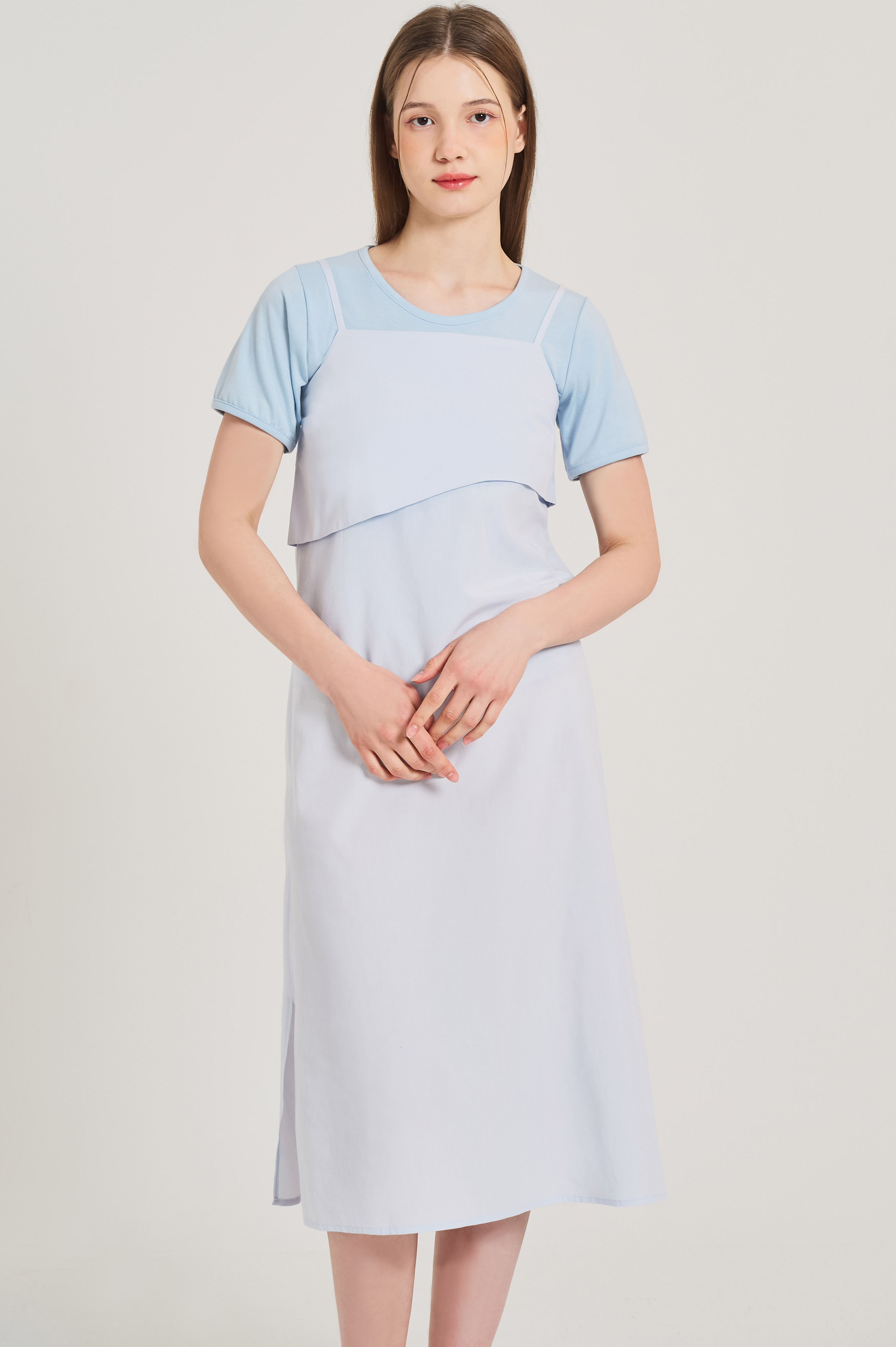 BUCKLE SLEEVELESS DRESS-skyblue, 혜영킴, HYEYEONG KIM designer brand